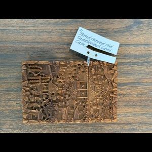 Antique hand carved sandalwood card case